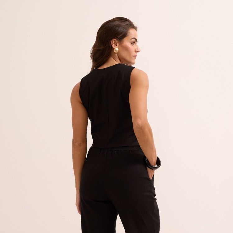 Calça Linho com Elastano com Elástico nas Costas