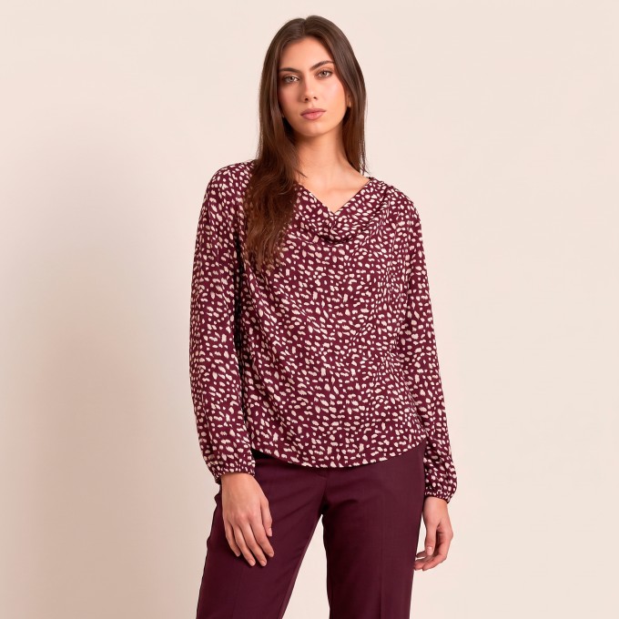 Blusa Feminina GGT Manga Longa com Drapeado no Decote